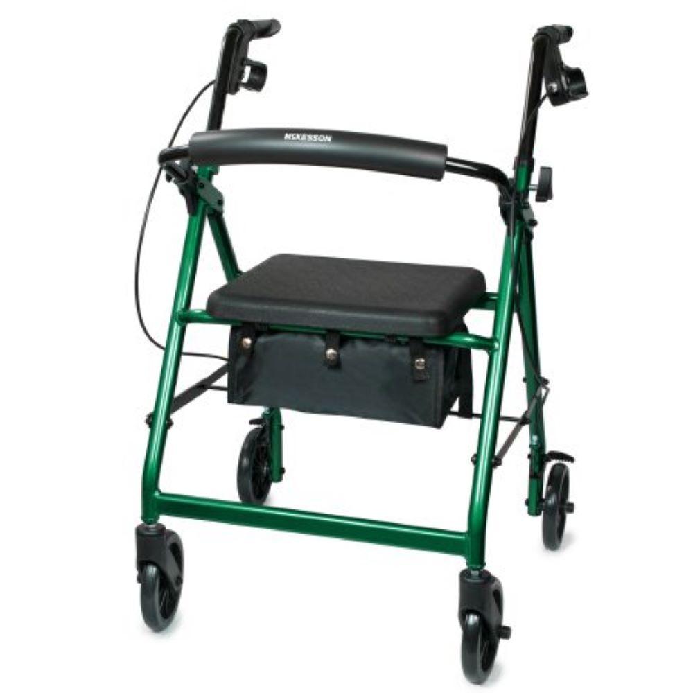 McKesson Folding 4 Wheel Rollator With Aluminum Frame - Green
