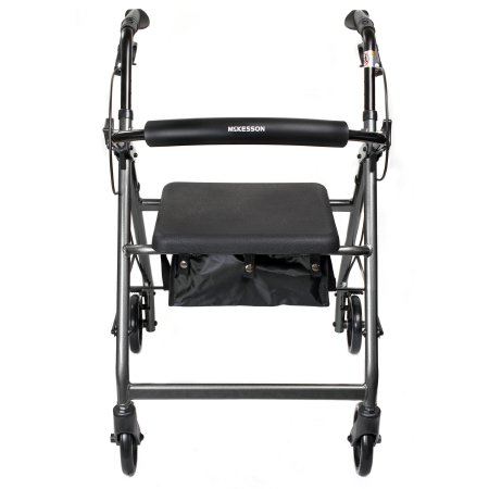 McKesson Folding 4 Wheel Rollator With Aluminum Frame - Silver