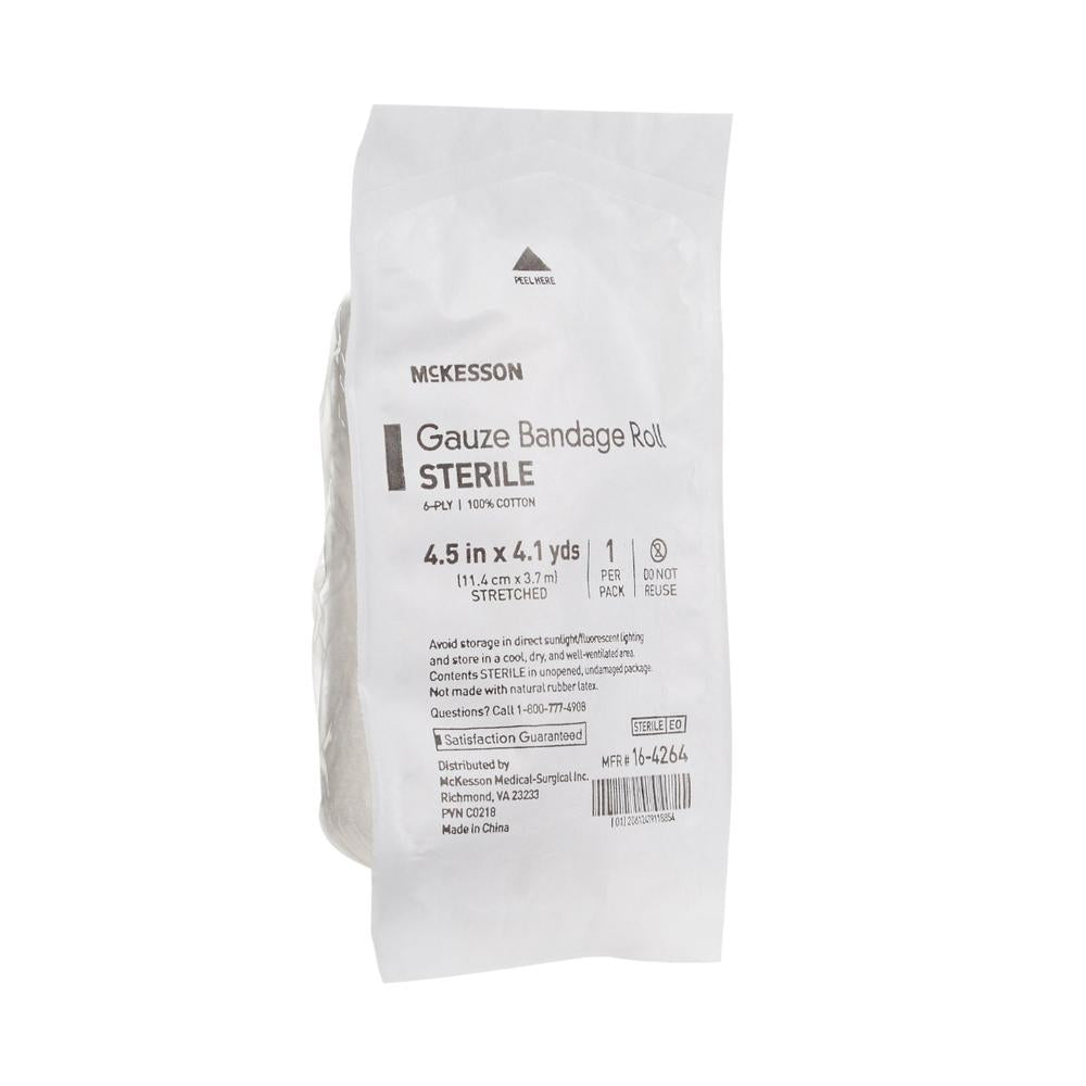 McKesson Cotton Sterile 6-Ply Fluff Bandage 4-1/2 Inch X 4-1/10 Yard Roll