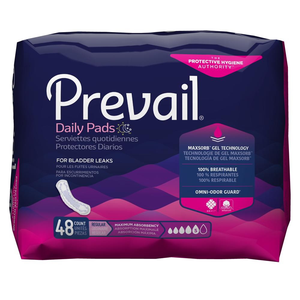 Prevail® Daily Pads Adult Disposable Heavy-Absorbent Bladder Control Pad, 11 Inch Length
