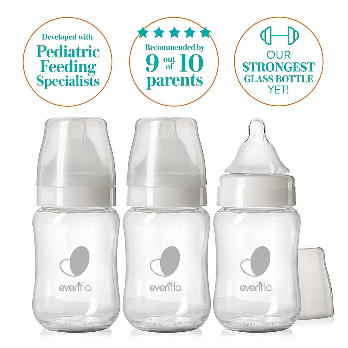 Evenflo Balance + Glass Wide Neck Baby Bottles