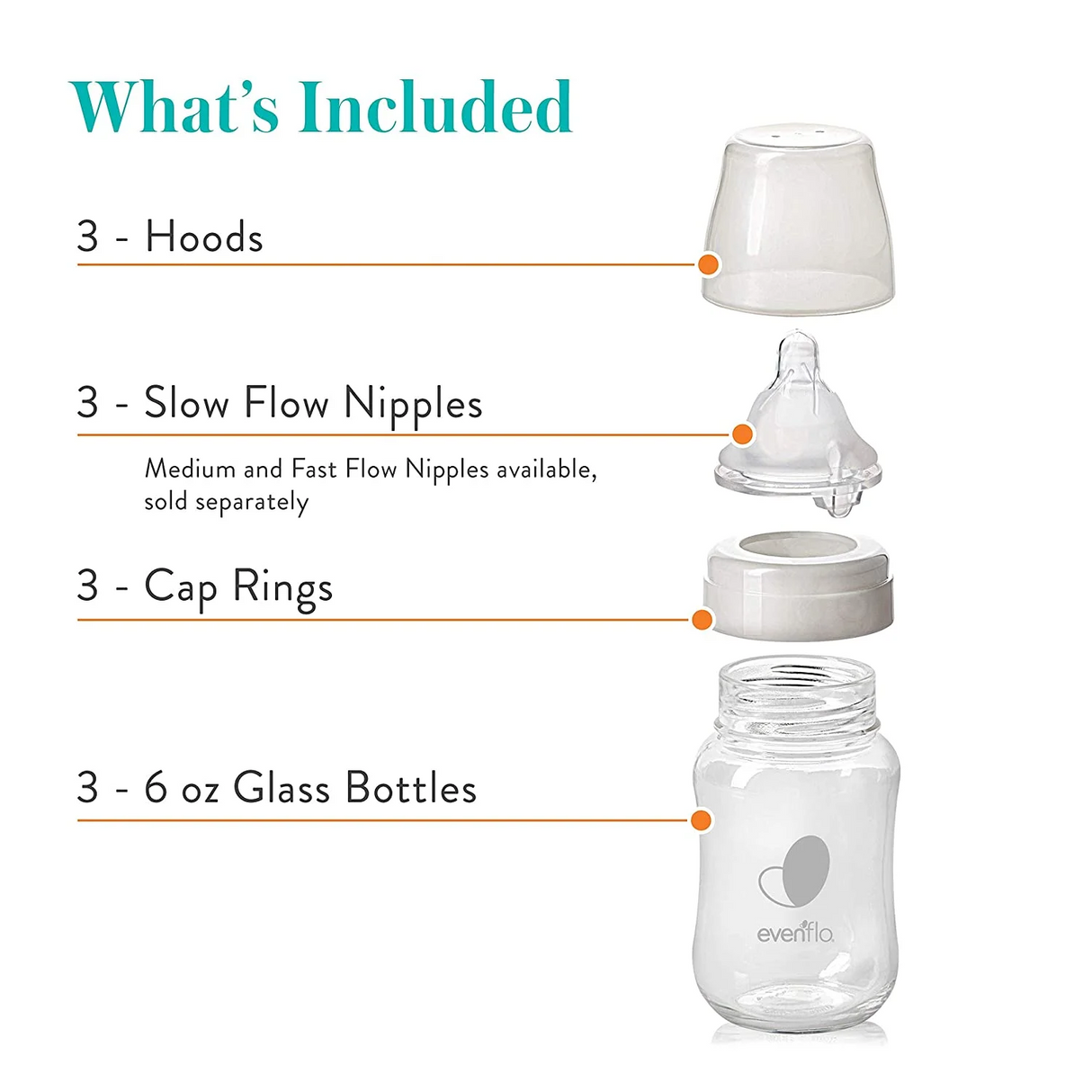 Evenflo Balance + Glass Wide Neck Baby Bottles