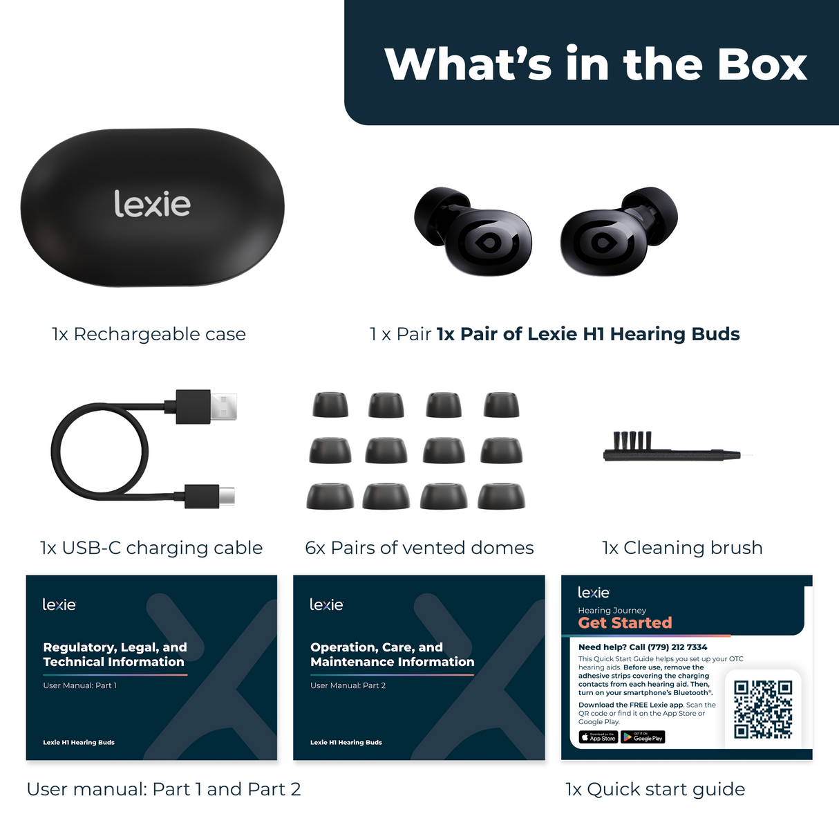 Lexie H1 Earbud Style Rechargeable OTC Hearing Aids