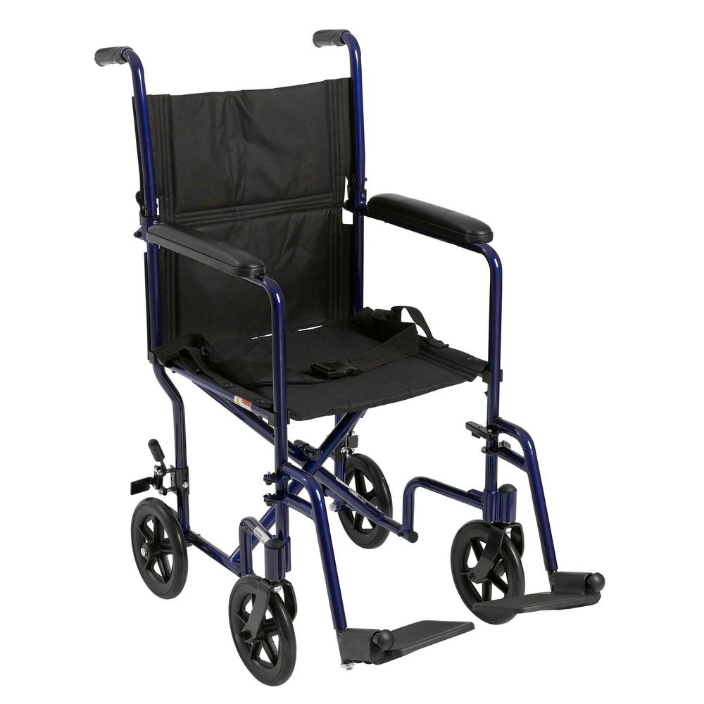 McKesson Lightweight Transport Wheelchair 19" Seat (Blue)