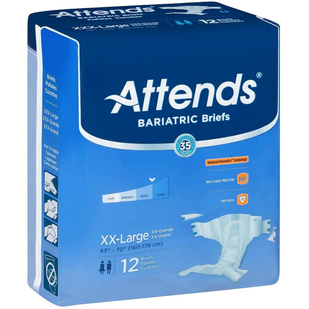 Attends® Advanced Heavy Absorbency Disposable Incontinence Brief Size 2X-Large Bag of 12