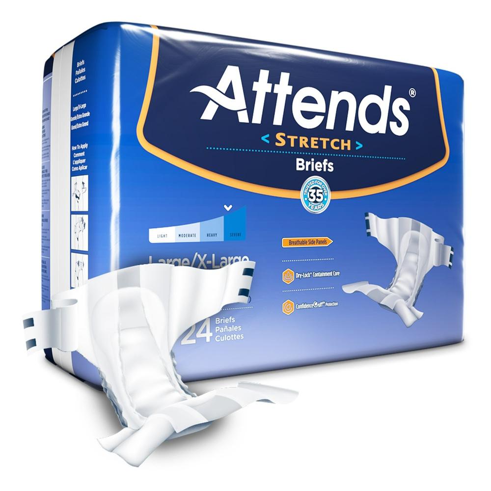 Attends® Heavy Absorbency Incontinence Brief Stretch Large / X-Large (Bag of 24)