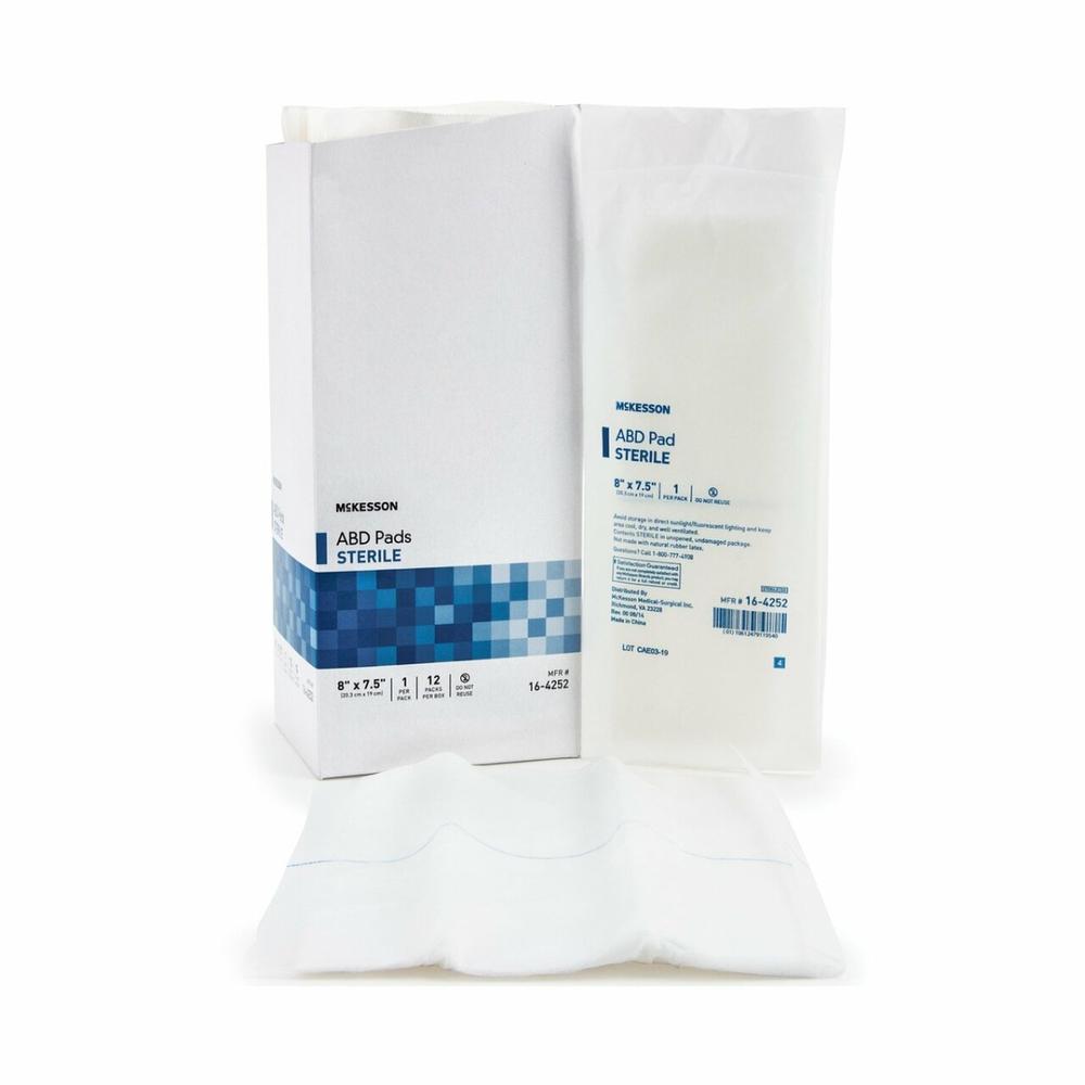 Image of McKesson Abdominal Pad Sterile Nonwoven Cellulose 8 X 10 Inch Rectangle Box of 24