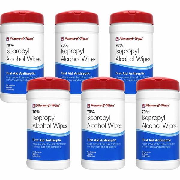 Pharma-C-Wipes® 70% Isopropyl Alcohol Antiseptic Wipes 40 Wipes Per Canister Case of 6