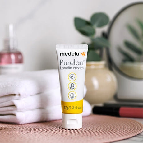 Medela Purelan™ Lanolin Cream is portable and compact in a tube form factor