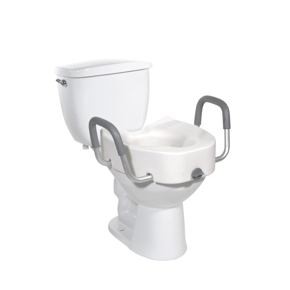 Drive™ Premium Elongated Raised Toilet Seat with Arms 5 Inch Height