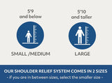 A diagram showing the height requirements of the small/medium MedCline shoulder pain relief system and the Large MedCline Shoulder Relief System.