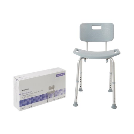 McKesson Bath Bench with Aluminum Frame and Removable Back with product packaging