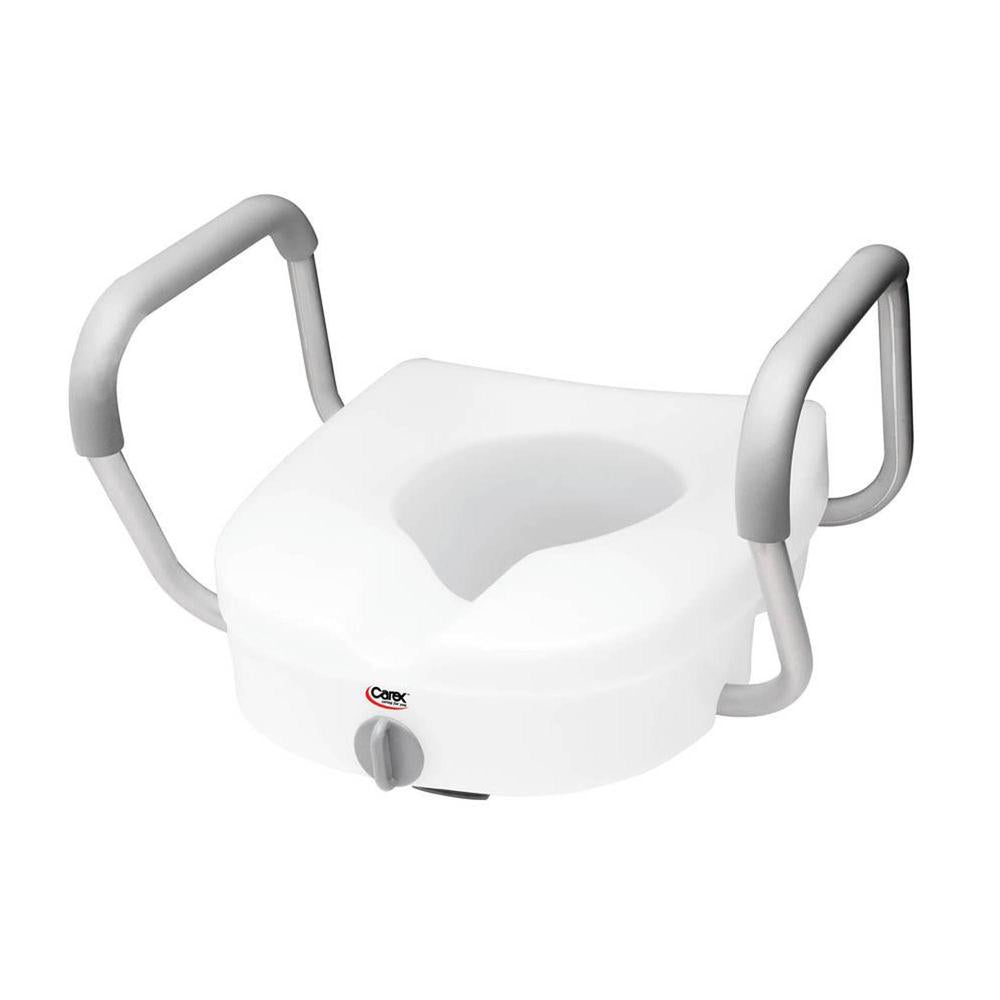 Carex® E-Z Lock™ Raised Toilet Seat with Arms 5 Inch Height