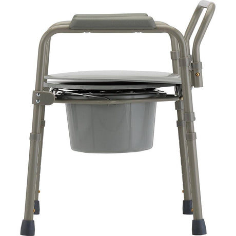 Side view of McKesson Folding Fixed Arm Steel Commode Chair