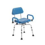 Front view of the Journey SoftSecure 360 Degree Rotating Shower Chair with the chair slightly angled to the right
