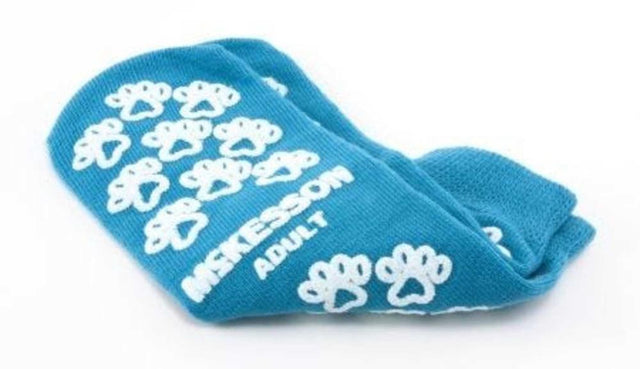 McKesson Terries™ Slipper Socks Teal - Adult 5-7 LG