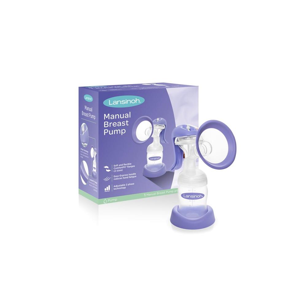 Lansinoh® Manual Breast Pump with ComfortFit® flanges and easy-express handle.