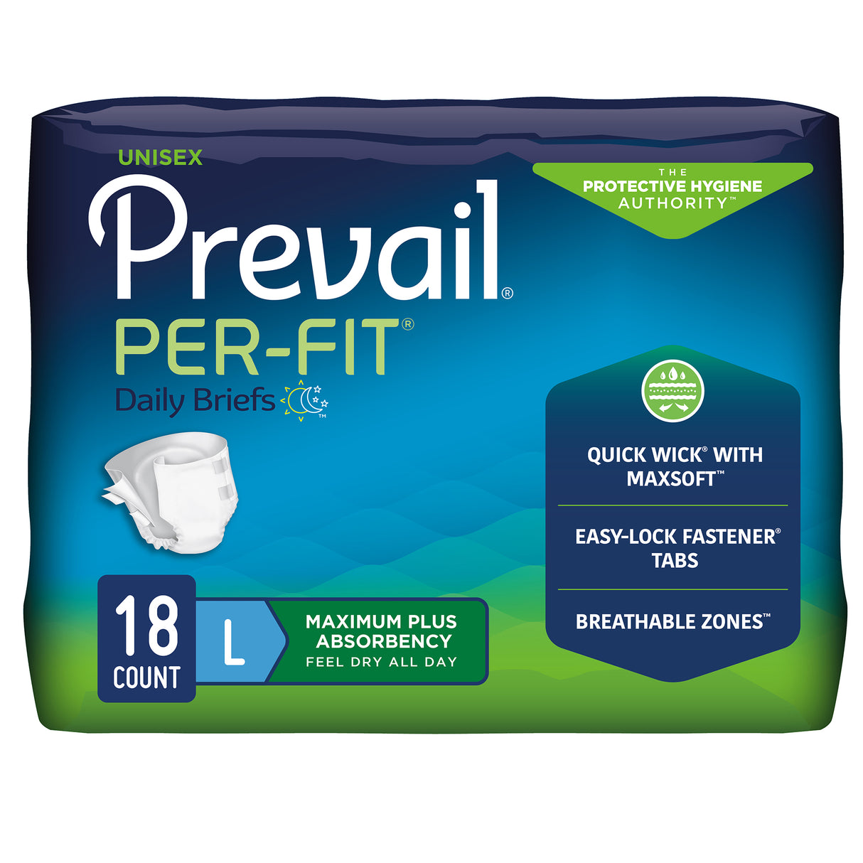 Prevail® Per-Fit® Heavy Absorbency Incontinence Brief Size Large 18 Pack