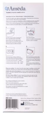 Operational instructions for the Ameda® CleanEase Microwaveable Steam Sanitization Bags