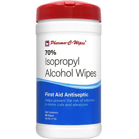 Pharma-C-Wipes® 70% Isopropyl Alcohol Antiseptic Wipes 40 Wipes Per Canister Case of 6