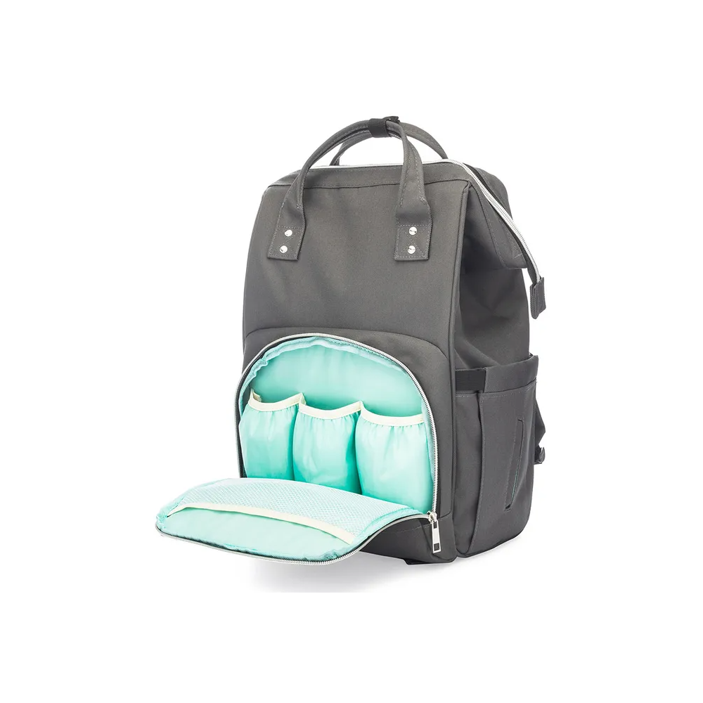 The front pockets of the Motif Breast Pump Backpack are insulated and help to keep up to three 240ml bottles cool