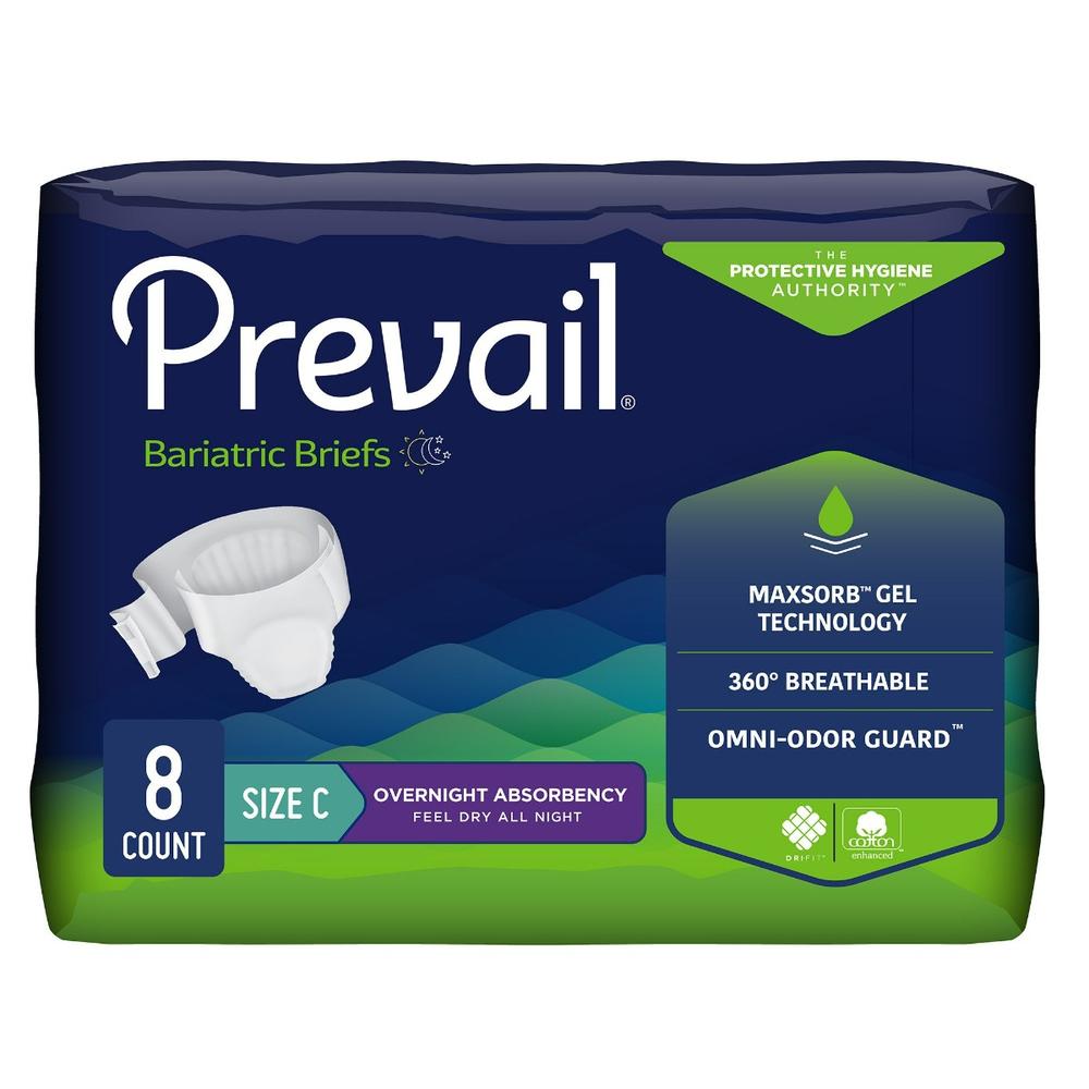 Prevail® Bariatric Heavy Absorbency Incontinence Brief Size C (Bag of 8)