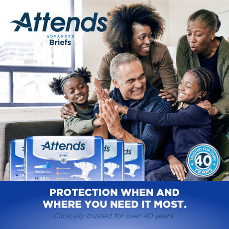 Attends® Advanced Heavy Absorbency  Disposable Incontinence Brief Protection When and Where You Need It Most