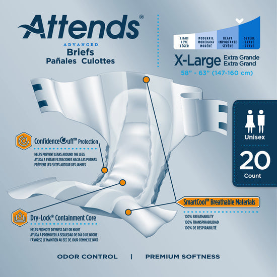 Attends® Advanced Heavy Absorbency  Disposable Incontinence Brief Features