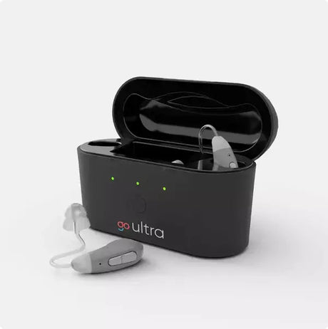 Go Ultra OTC Hearing Aids with charging case