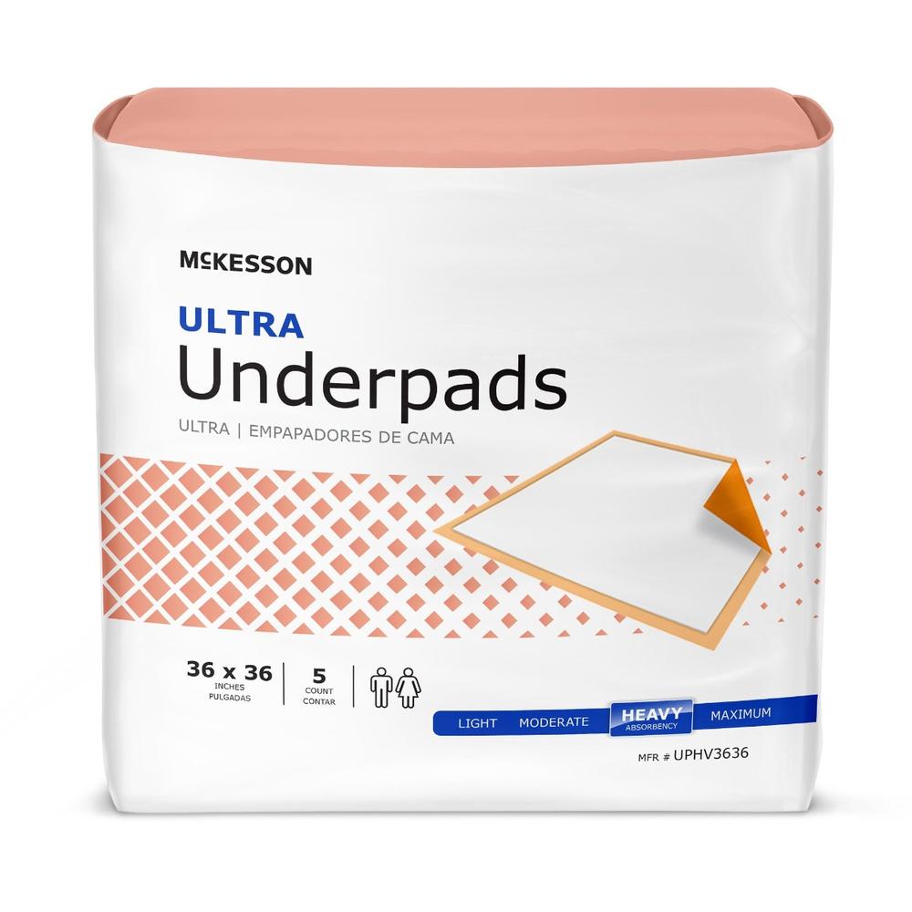 McKesson Ultra Disposable Fluff / Polymer Heavy Absorbency Underpad