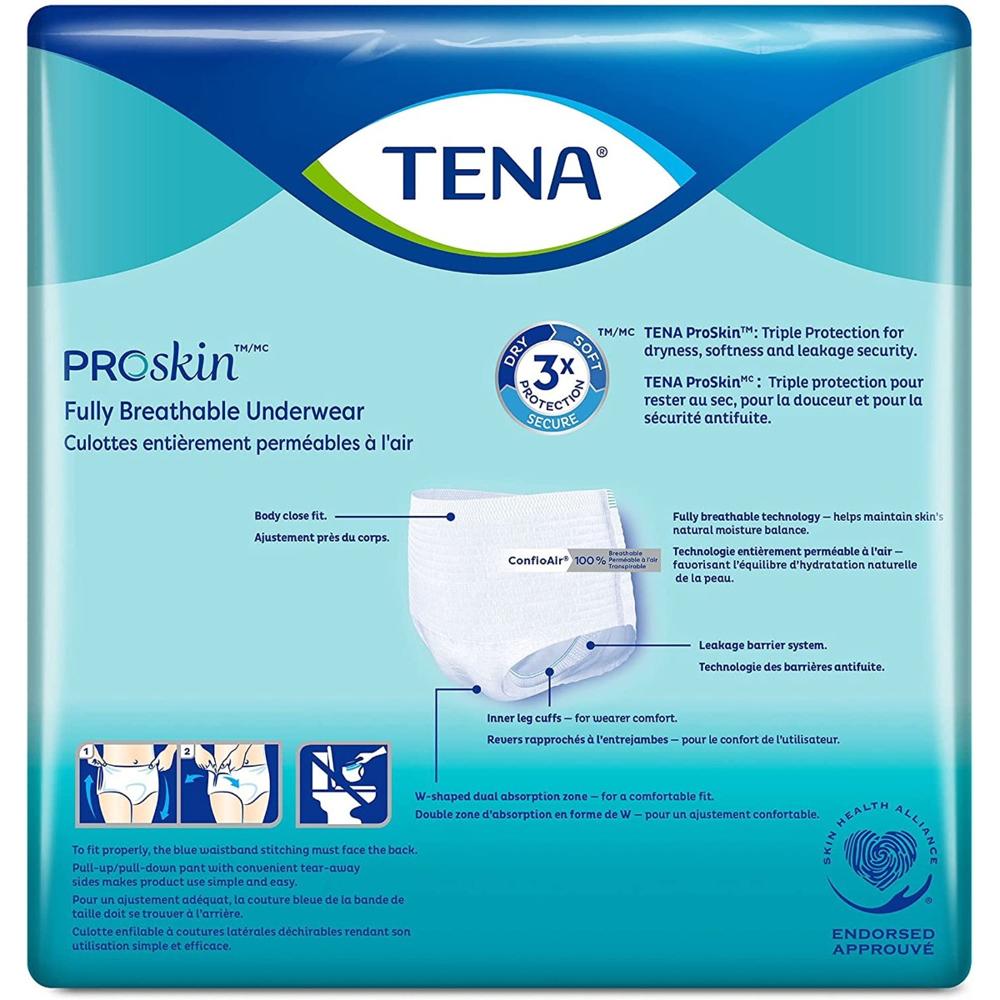 Back of Bag of TENA® ProSkin™ Extra Moderate Absorbency Underwear