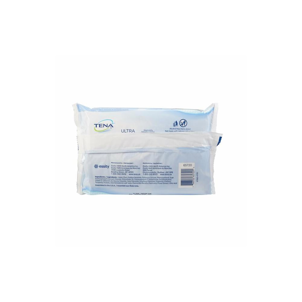 Image of back of Tena® Ultra Disposable Washcloths 48 Count Soft Pack
