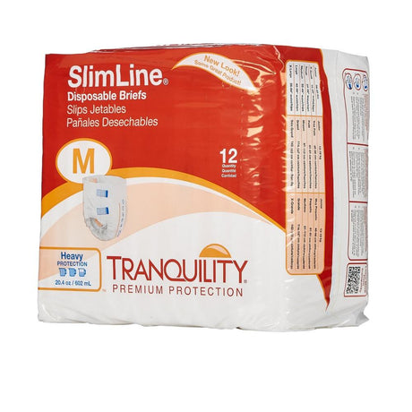 Tranquility® Slimline® Heavy Absorbency Incontinence Brief Size Medium 96 Case Count