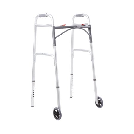 McKesson Aluminum Folding Walker With Wheels 32” to 39" Holds Up To 350 lbs