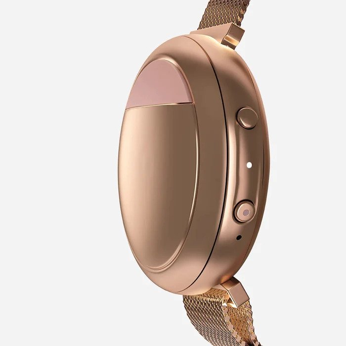 Closeup of the rose gold Embr Wave 2