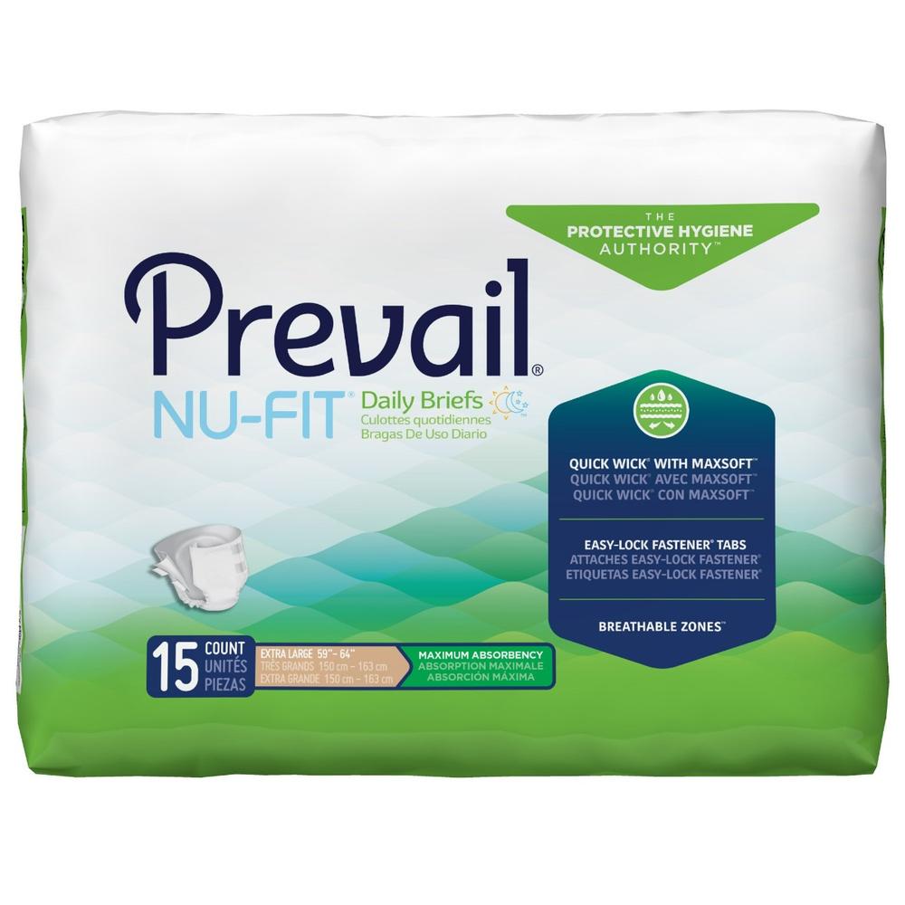 Prevail® Nu-Fit® Heavy Absorbency Incontinence Brief X-Large (Case of 60)