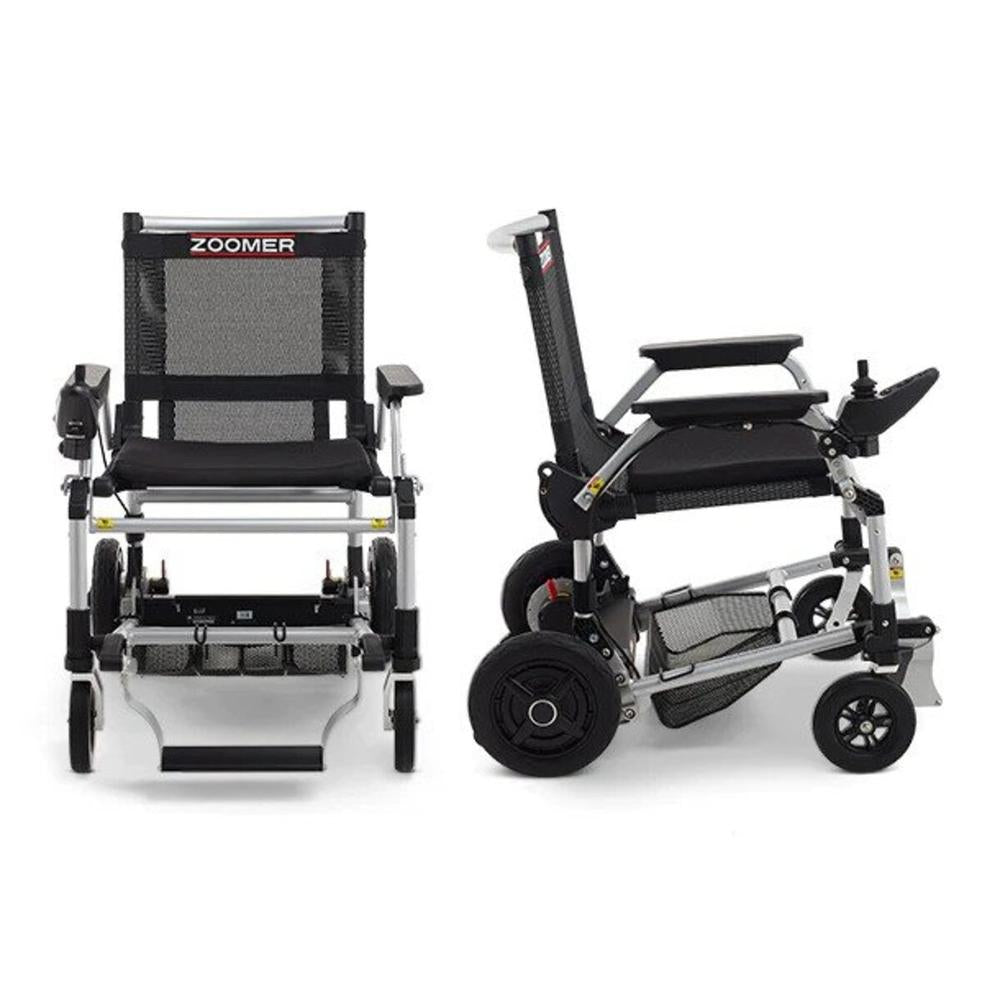 Black Journey Zoomer® Folding Power Chair from the front